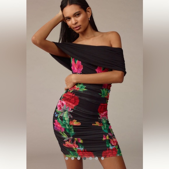 Anthropologie NWT AFRM Off-The-Shoulder Slim
Mesh Mini Dress size S. - Picture 2 of 16